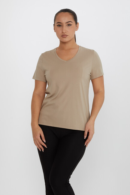 Women's Blouse Crew Neck Basic Mink - 80014 | KAZEE - Thumbnail