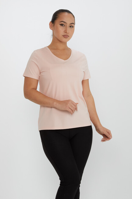 Women's Blouse Crew Neck Basic Powder - 80014 | KAZEE - Thumbnail