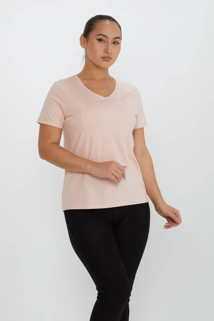 Women's Blouse Crew Neck Basic Powder - 80014 | KAZEE