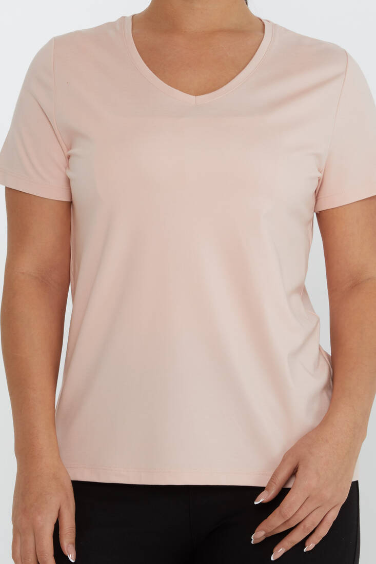 Women's Blouse Crew Neck Basic Powder - 80014 | KAZEE