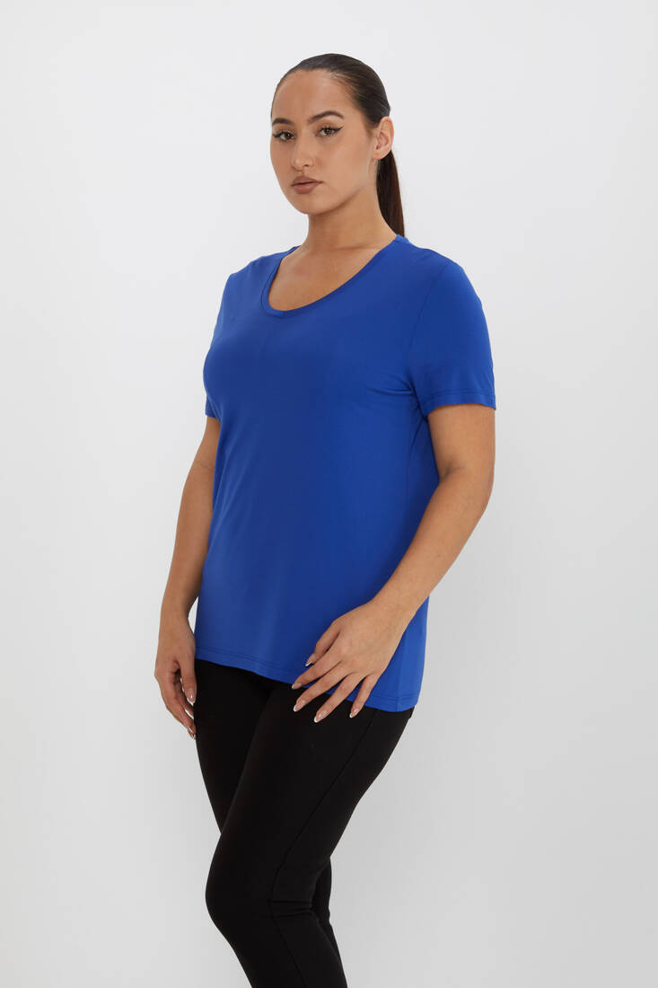 Women's Blouse Crew Neck Basic Saks - 80014 | KAZEE