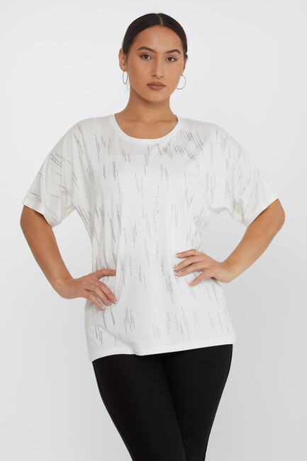 Women's Blouse Short Sleeve Stone Ecru - 79652 | KAZEE - Thumbnail