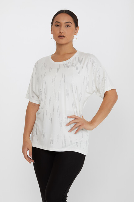 Women's Blouse Short Sleeve Stone Ecru - 79652 | KAZEE - Thumbnail