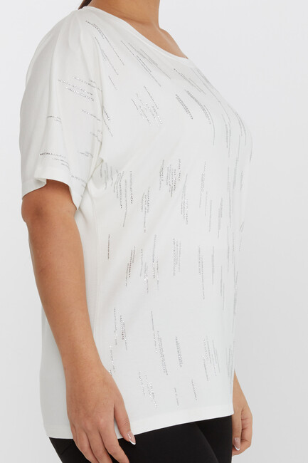 Women's Blouse Short Sleeve Stone Ecru - 79652 | KAZEE - Thumbnail