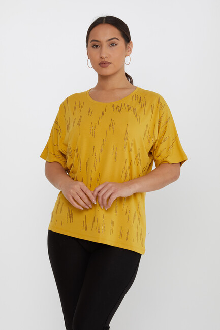 Women's Blouse Short Sleeve Stone Saffron - 79652 | KAZEE - Thumbnail