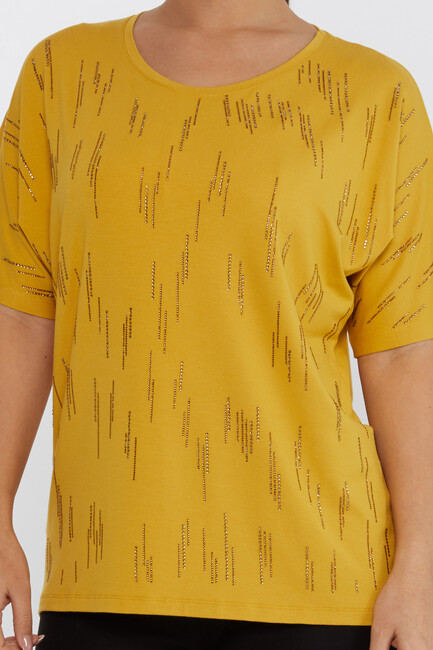 Women's Blouse Short Sleeve Stone Saffron - 79652 | KAZEE - Thumbnail