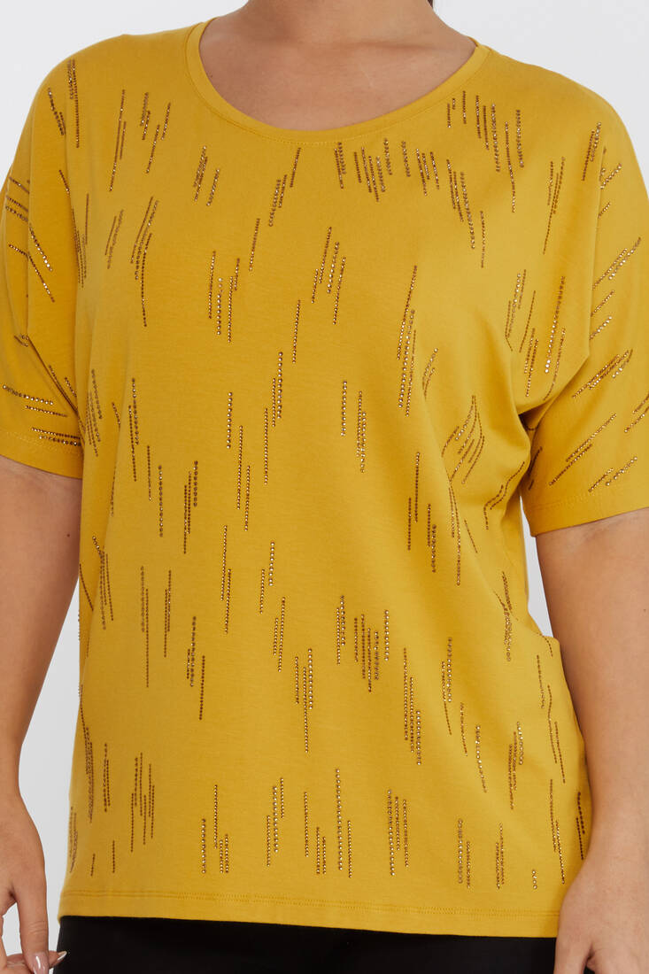 Women's Blouse Short Sleeve Stone Saffron - 79652 | KAZEE