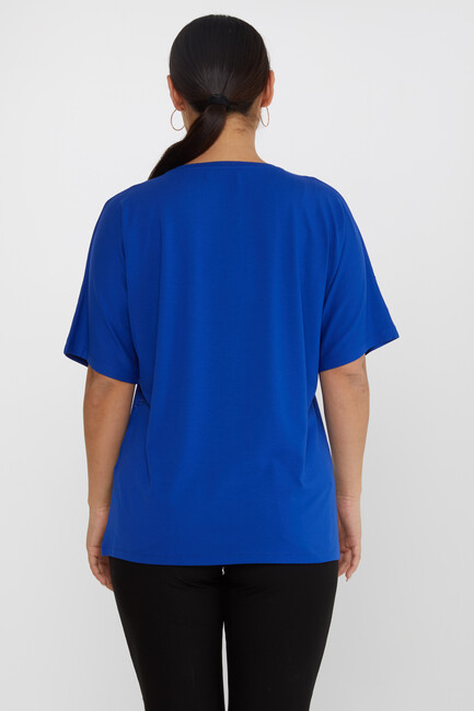 Women's Blouse Short Sleeve Stoned Saxon - 79652 | KAZEE - Thumbnail