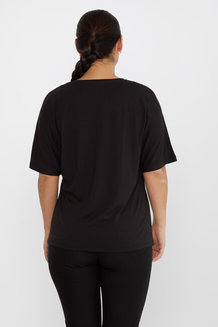 Women's Blouse Stone V-Neck Black- 79620 | KAZEE - Thumbnail