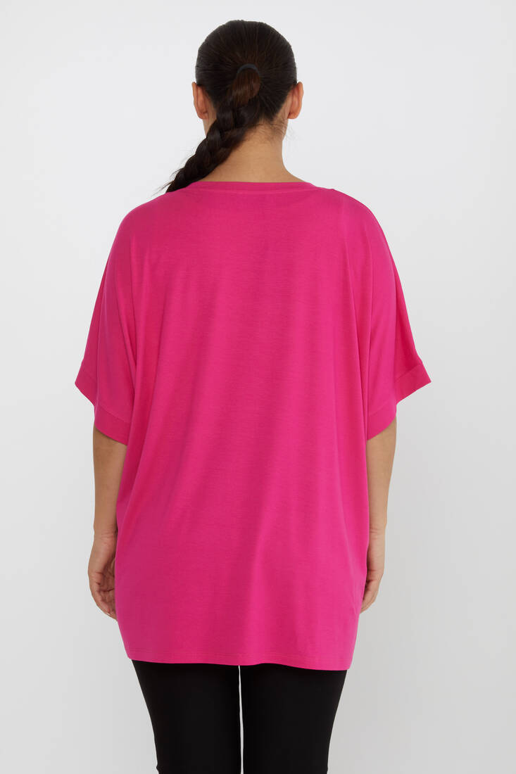 Women's Blouse Stone Detailed V-Neck Fuchsia - 80110 | KAZEE