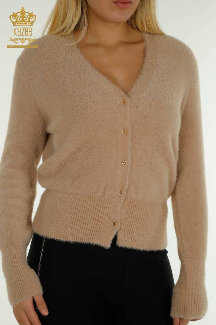 Women's Cardigan Button Detail Beige - 30447 | KAZEE