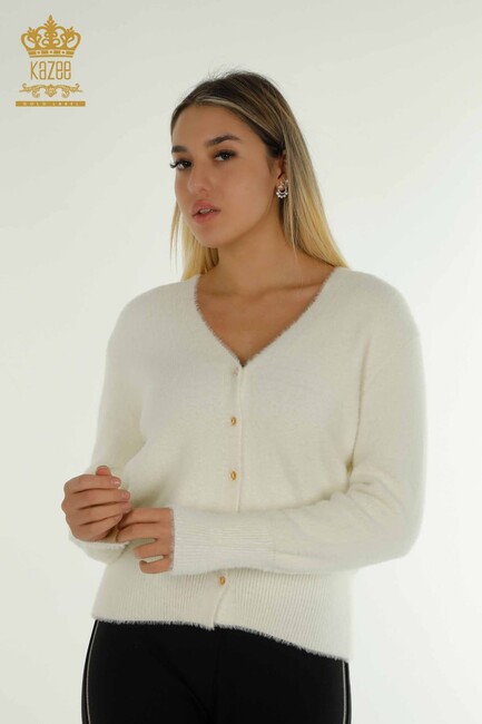 Women's Cardigan Button Detail Ecru - 30447 | KAZEE - Thumbnail