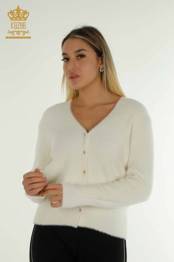 Women's Cardigan Button Detail Ecru - 30447 | KAZEE