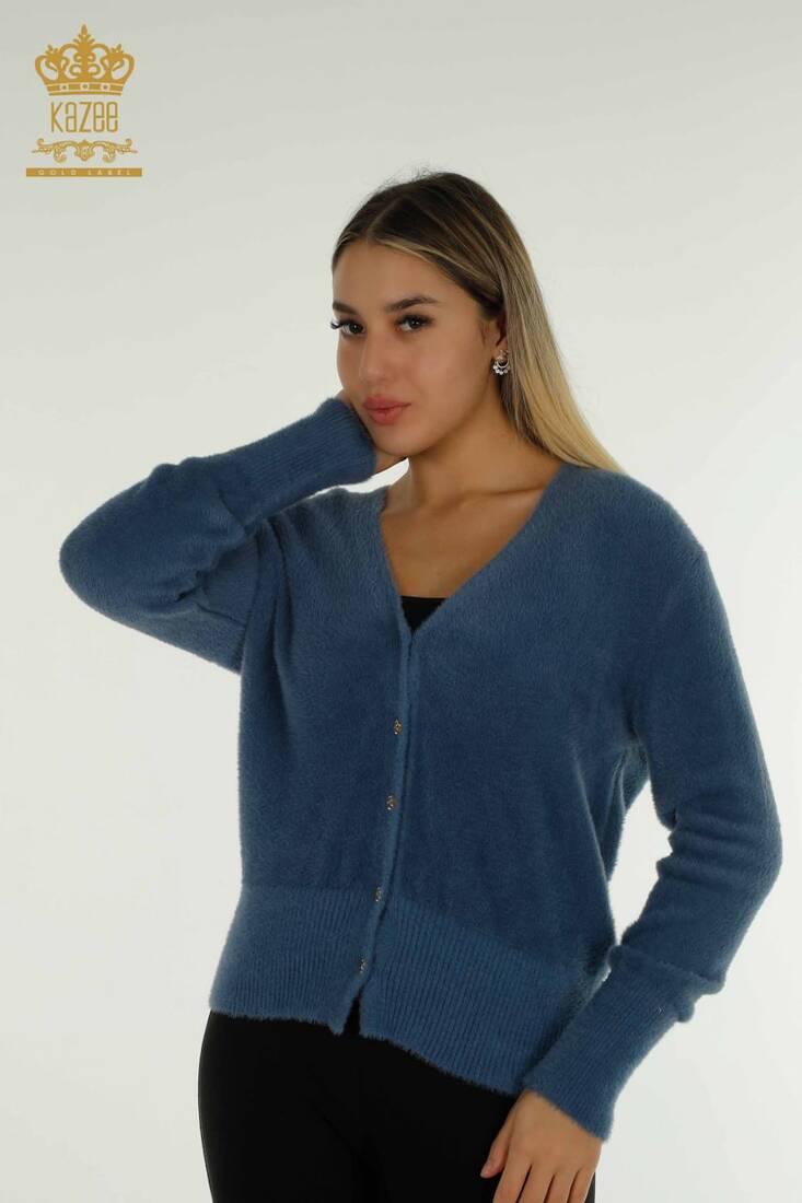 Women's Cardigan Button Detail Indigo - 30447 | KAZEE