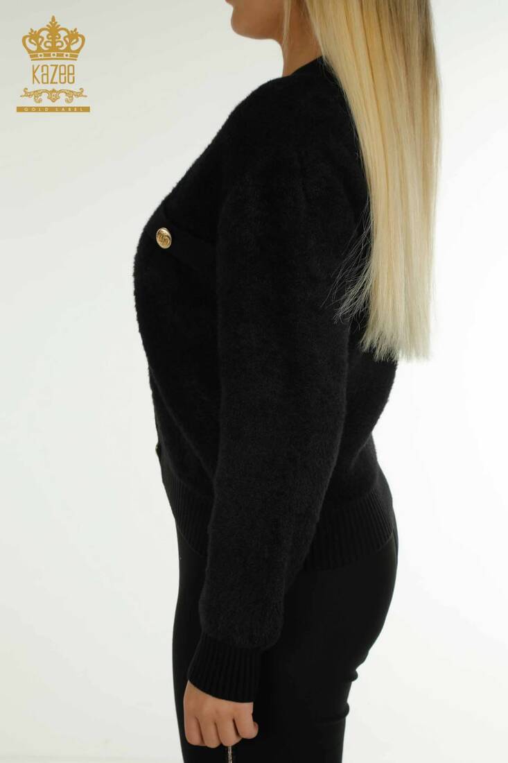 Women's Knitted Cardigan Pocket Detail Black - 30626 | KAZEE