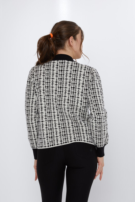 Women's Knitted Cardigan Pocket Detail Black - 31824 | KAZEE - Thumbnail