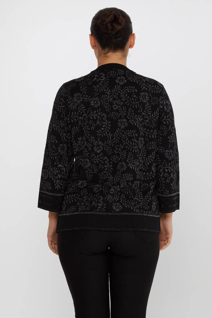 Women's Knitted Cardigan Stone Detailed Black - 31150 | KAZEE