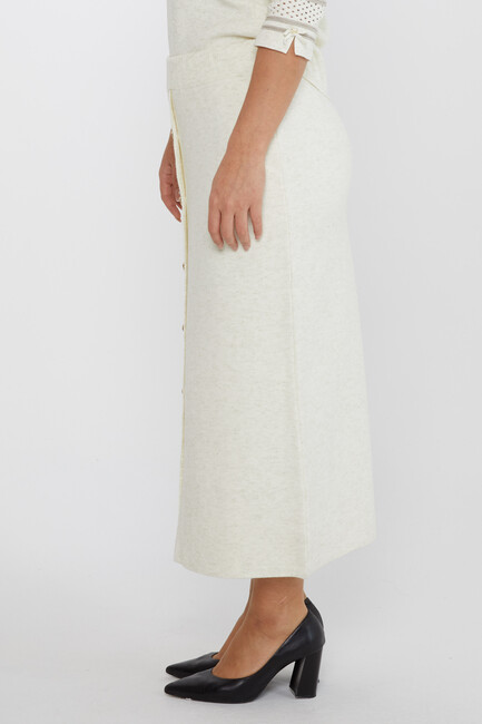 Women's Knitted Skirt Buttoned Ecru - 31631 | KAZEE - Thumbnail