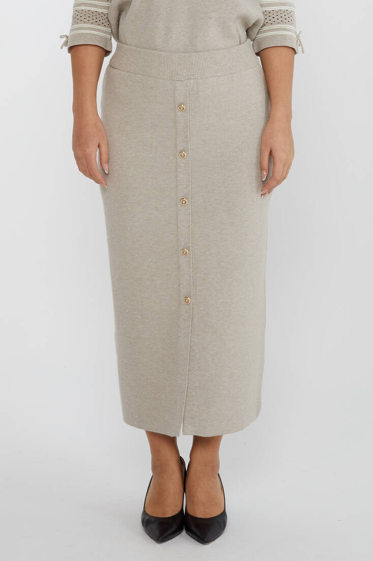 Women's Knitted Skirt Buttoned Mink - 31631 | KAZEE