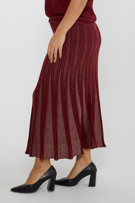 Women's Knitted Skirt Glitter Detail Claret Red - 31530 | KAZEEWomen's Knitted Skirt Glitter Detail Claret Red - 31530 | KAZEE - Thumbnail