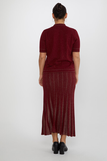 Women's Knitted Skirt Glitter Detail Claret Red - 31530 | KAZEEWomen's Knitted Skirt Glitter Detail Claret Red - 31530 | KAZEE - Thumbnail