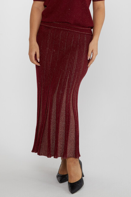 Women's Knitted Skirt Glitter Detail Claret Red - 31530 | KAZEEWomen's Knitted Skirt Glitter Detail Claret Red - 31530 | KAZEE - Thumbnail