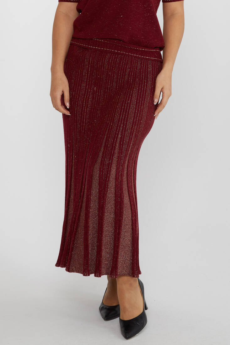 Women's Knitted Skirt Glitter Detail Claret Red - 31530 | KAZEEWomen's Knitted Skirt Glitter Detail Claret Red - 31530 | KAZEE