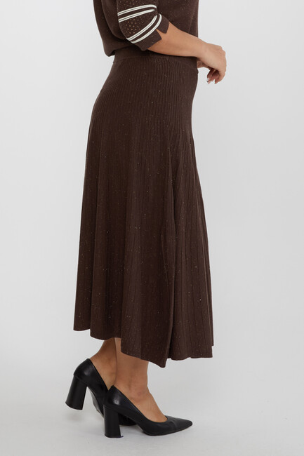 Women's Knitted Skirt Waist Elastic Brown - 31391 | KAZEE - Thumbnail