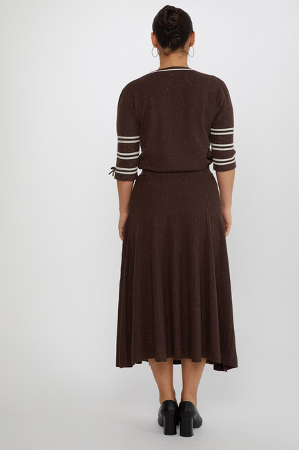 Women's Knitted Skirt Waist Elastic Brown - 31391 | KAZEE - Thumbnail