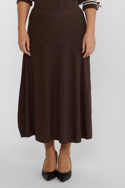 Women's Knitted Skirt Waist Elastic Brown - 31391 | KAZEE - Thumbnail