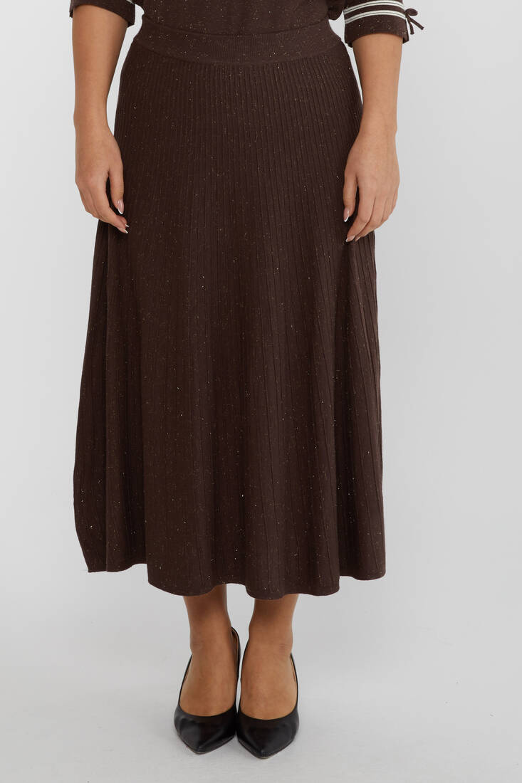 Women's Knitted Skirt Waist Elastic Brown - 31391 | KAZEE