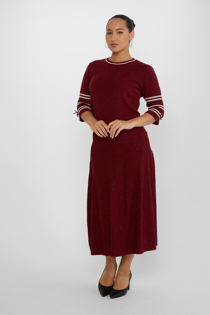 Women's Knitted Skirt Waist Elastic Burgundy - 31391 | KAZEE - Thumbnail