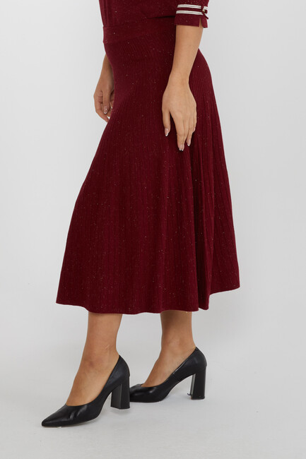 Women's Knitted Skirt Waist Elastic Burgundy - 31391 | KAZEE - Thumbnail