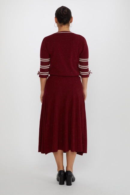 Women's Knitted Skirt Waist Elastic Burgundy - 31391 | KAZEE - Thumbnail