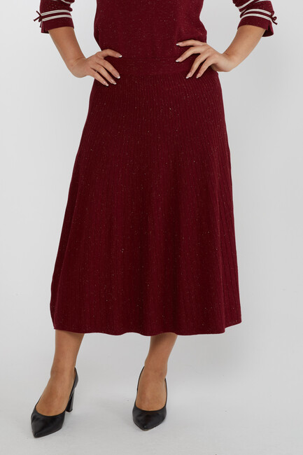 Women's Knitted Skirt Waist Elastic Burgundy - 31391 | KAZEE - Thumbnail