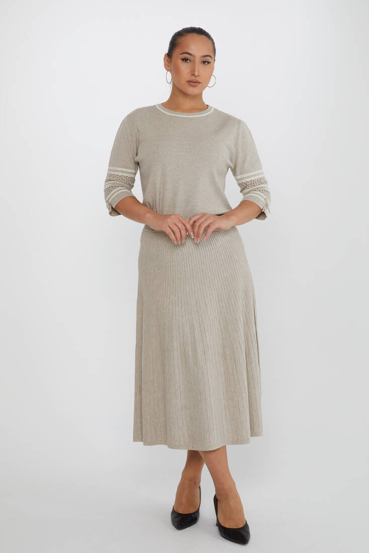 Women's Knitted Skirt Waist Elastic Mink - 31391 | KAZEE