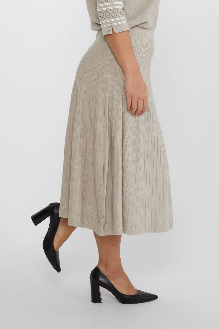 Women's Knitted Skirt Waist Elastic Mink - 31391 | KAZEE