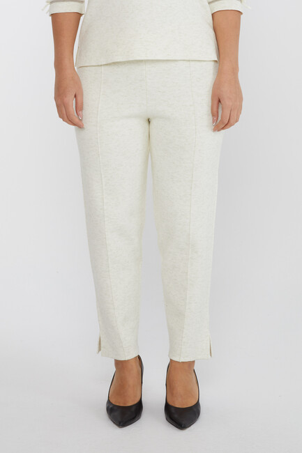 Women's Knitted Trousers Glitter Detail Ecru - 31527 | KAZEE - Thumbnail