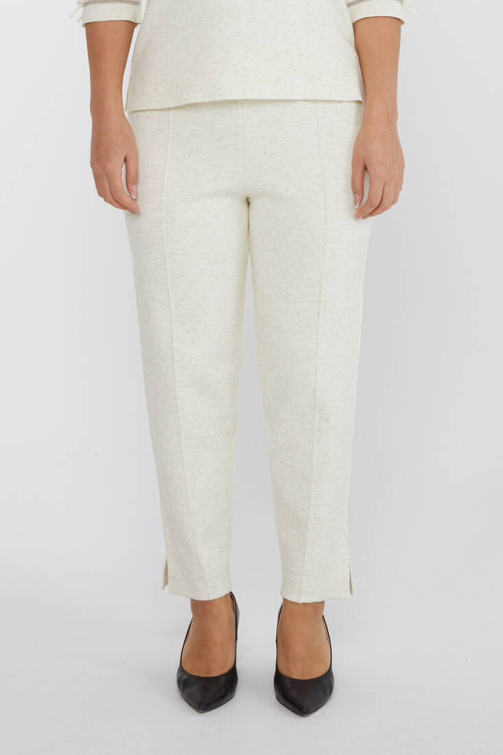 Women's Knitted Trousers Glitter Detail Ecru - 31527 | KAZEE