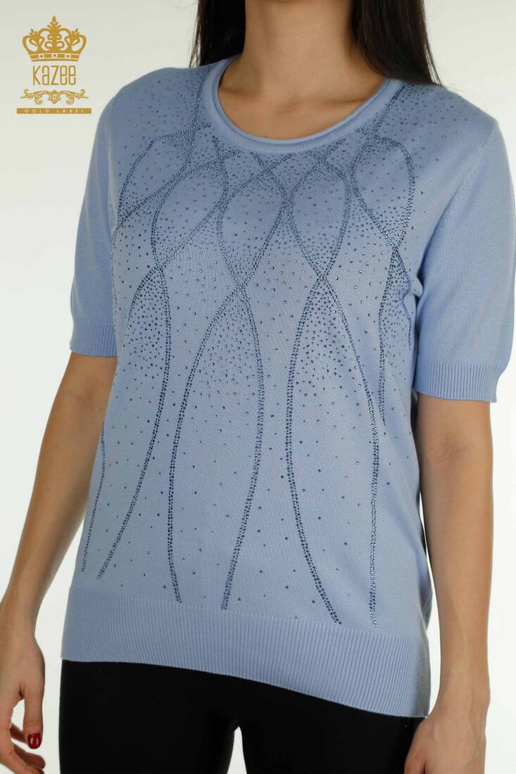 Women's Knitwear American Model Blue - 30686 | KAZEE