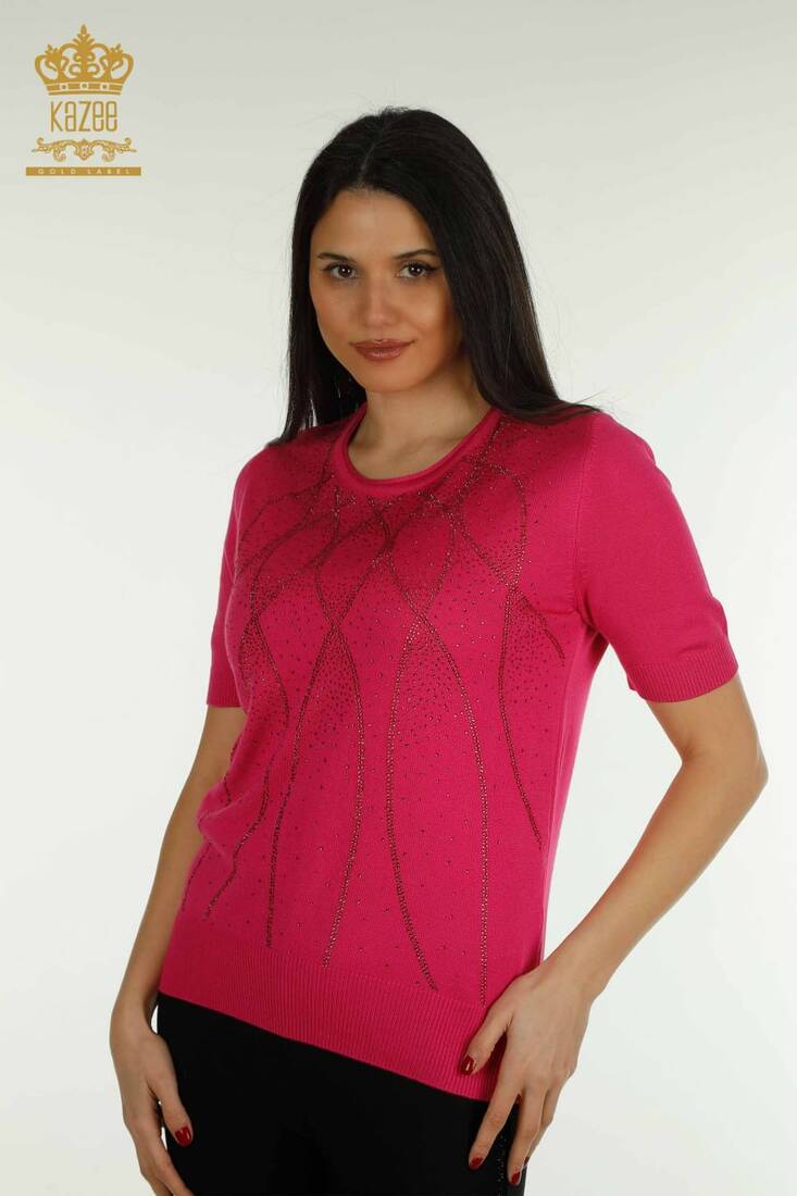 Women's Knitwear American Model Fuchsia - 30686 | KAZEE