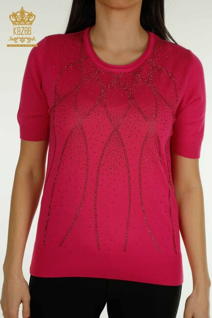 Women's Knitwear American Model Fuchsia - 30686 | KAZEE - Thumbnail