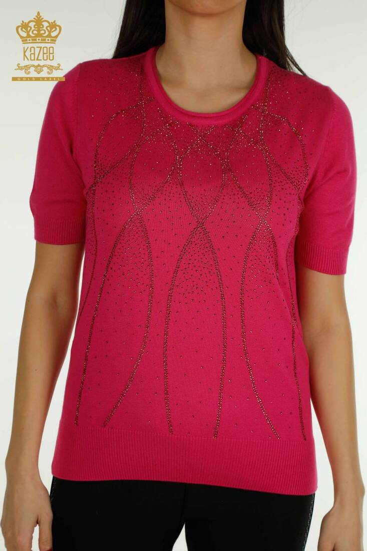 Women's Knitwear American Model Fuchsia - 30686 | KAZEE