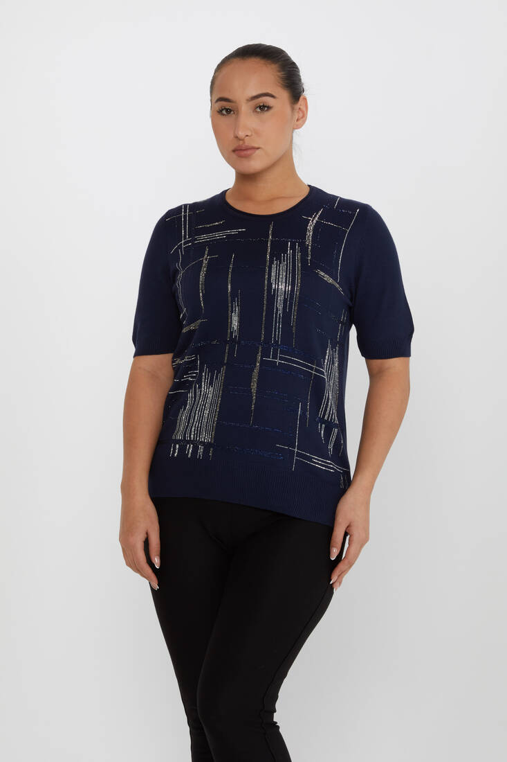 Women's Knitwear American Model Navy Blue - 30455 | KAZEE