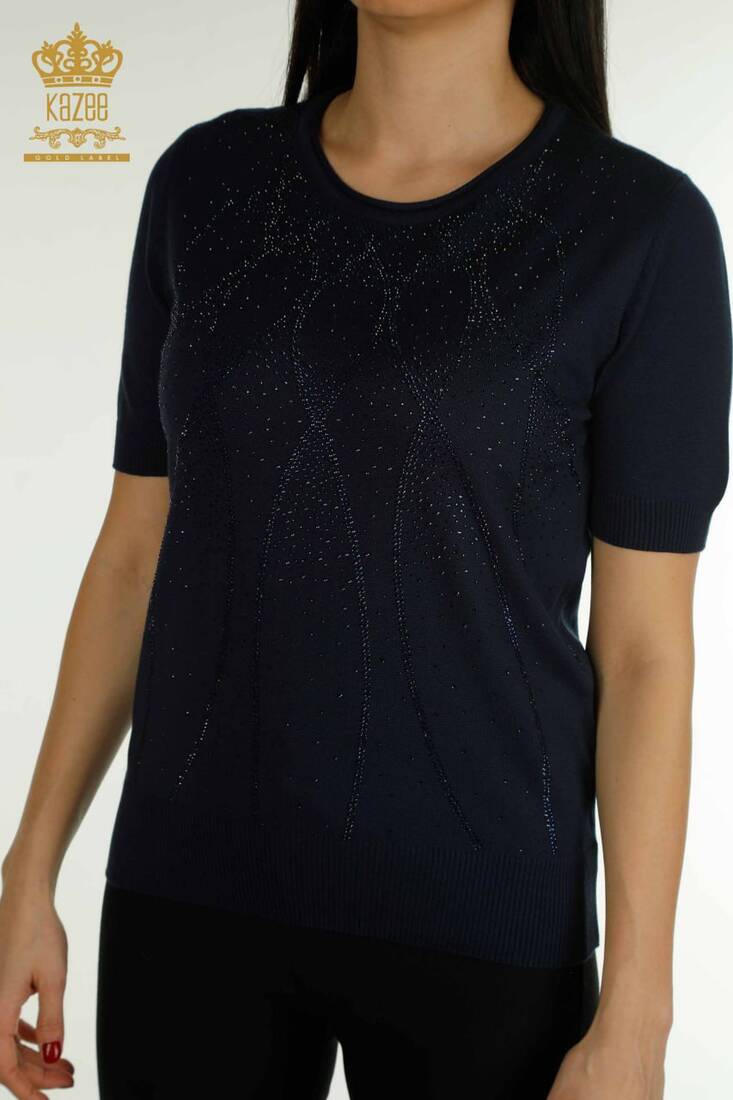 Women's Knitwear American Model Navy Blue - 30686 | KAZEE