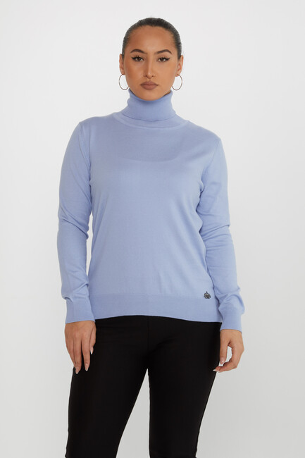 Women's Knitwear Basic Turtleneck Blue - 11122 | KAZEE - Thumbnail