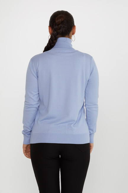 Women's Knitwear Basic Turtleneck Blue - 11122 | KAZEE - Thumbnail