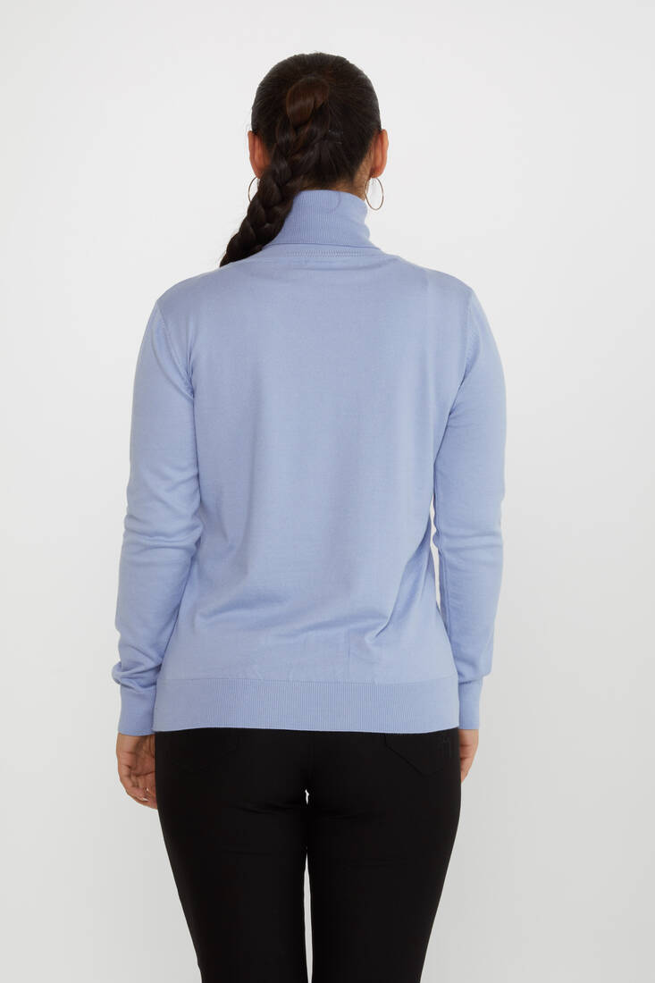 Women's Knitwear Basic Turtleneck Blue - 11122 | KAZEE