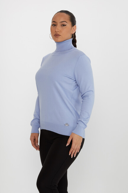 Women's Knitwear Basic Turtleneck Blue - 11122 | KAZEE - Thumbnail