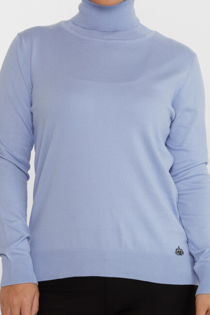 Women's Knitwear Basic Turtleneck Blue - 11122 | KAZEE - Thumbnail